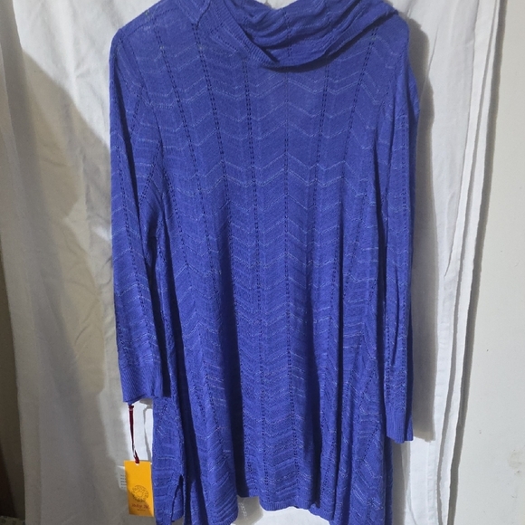 Ruby Rd. Vibrant Blue Cowl Neck Sweater - Picture 3 of 3